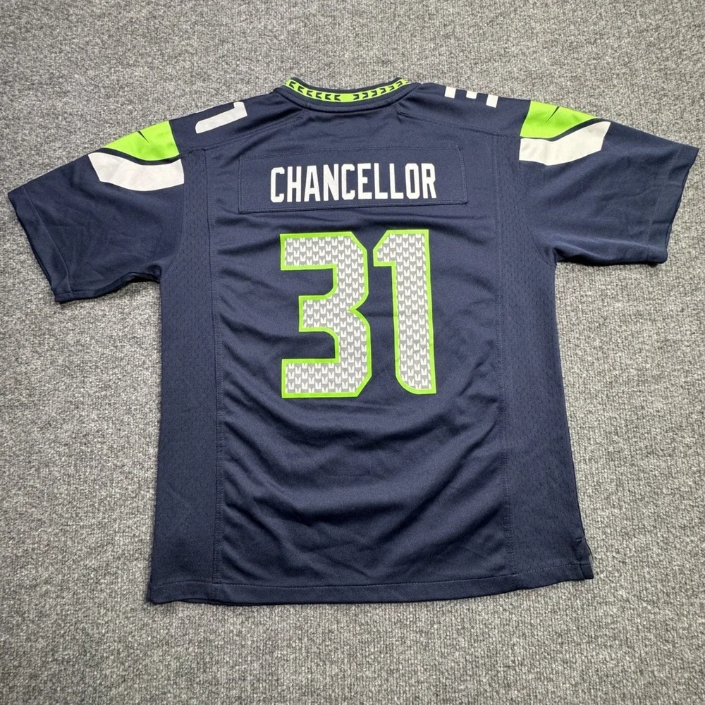 Kam Chancellor 31 Seattle Seahawks Nike Jersey Kids L Blue Football Gameday
